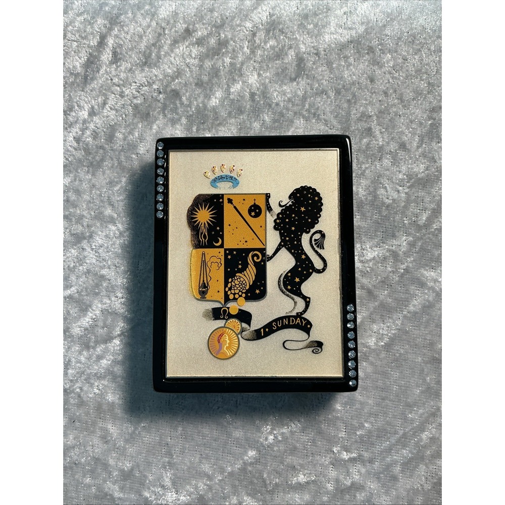 VTG 2004 Estee Lauder Erte Zodiac LEO Sunday Powder Compact Unused Rhinestone